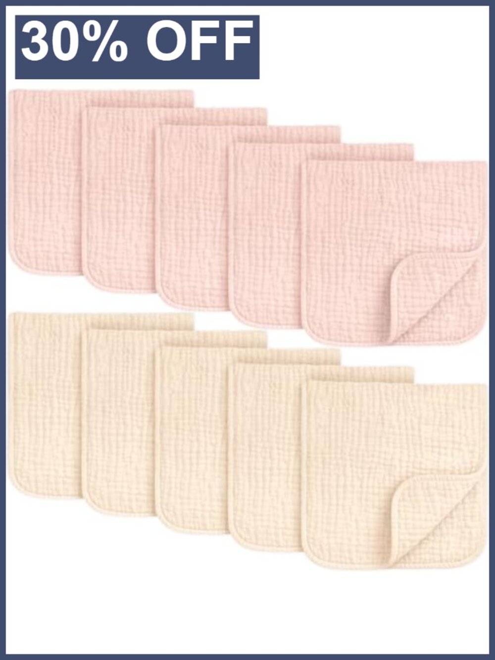Organic Cotton Muslin Burp Cloths 10-Pack Newborn Baby Essential Highly